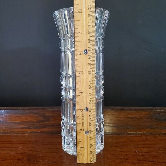 Heavy Cut Glass 24% Lead Crystal Flower Vase 8" - Picture 2 of 6